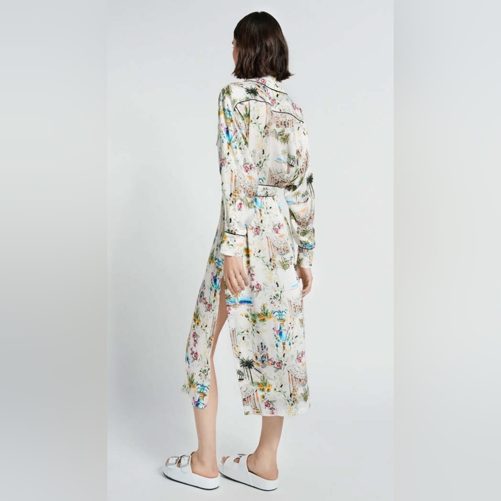 SMYTHE Cote d'Azur Floral Print Long Sleeve Shirt Dress Size XS Org $650 - Picture 2 of 15